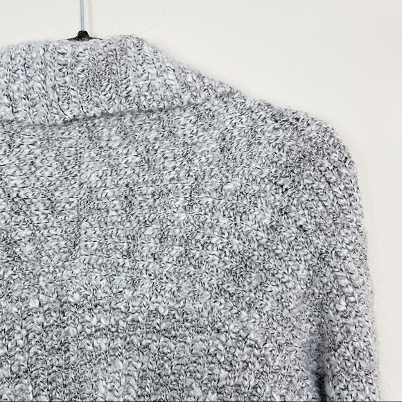 LOFT XSmall XS Drape Front Cardigan Sweater Alpaca Wool Blend Light Marled Gray - Picture 5 of 8